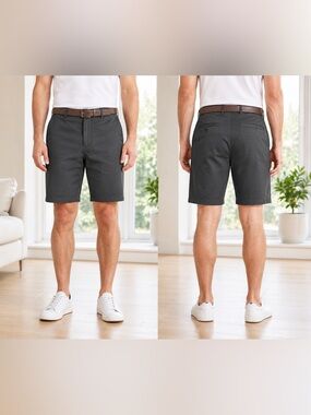 Amazon Essentials Men's Flat-Front Shorts in Dark Gray Size 42